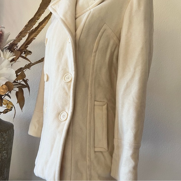 GALLERY Cream Colored Wool Button up Peacoat NWOT - Picture 3 of 11